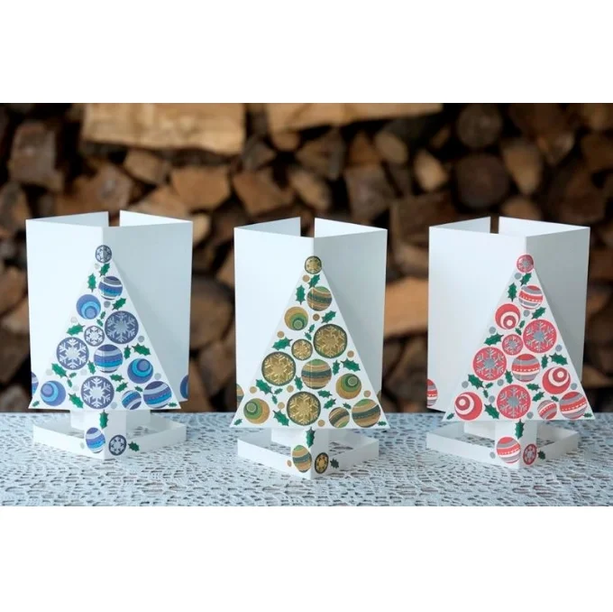 Card + Candle Holder - Christmas Tree Green Pop-Up Lantern