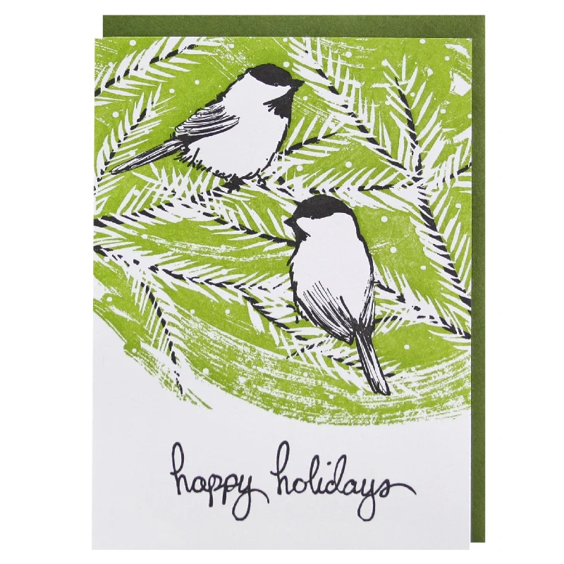Christmas Winter Wonderland Decor Winter Chickadees Holiday Card