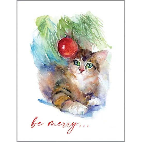 Christmas card - Kitten Under Tree