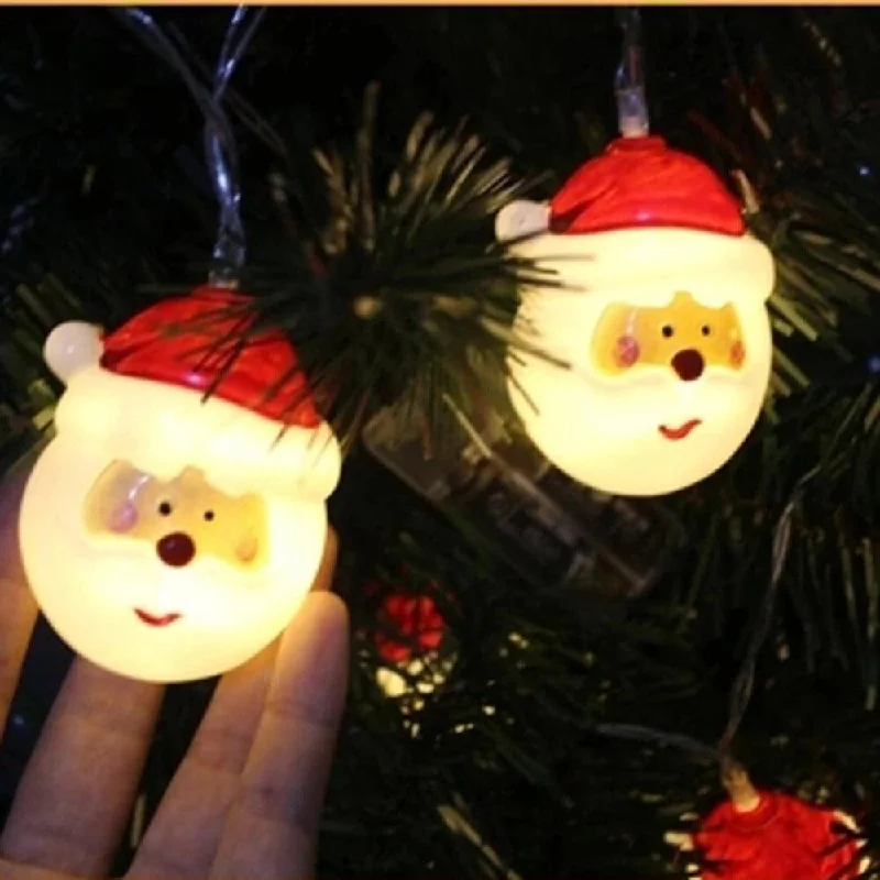 Christmas Classic Traditions Santa Head Shaped Christmas Decoration String Lights