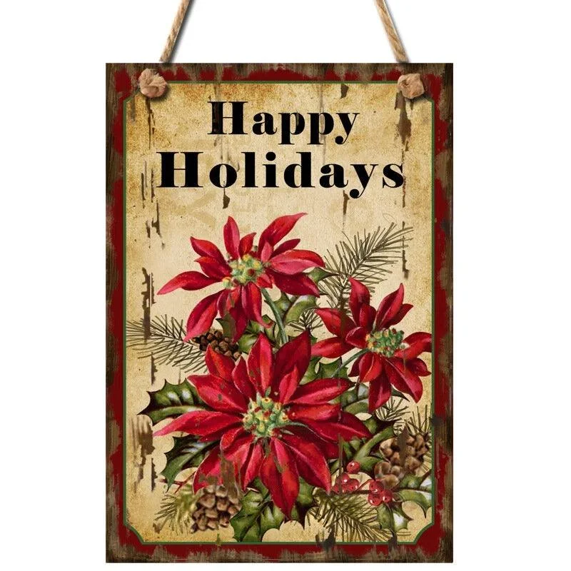 Christmas Cozy Candles "Christmas Door Hanging Happy Holidays Sign - Rustic Décor | Christmas Trees USA"