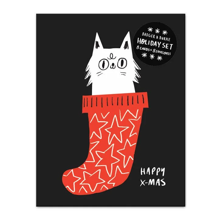 Christmas Stocking Holiday Greeting Card Set