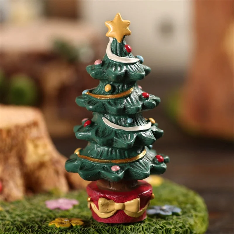 Christmas Snow Covered Village Christmas Tree Gift Box Resin