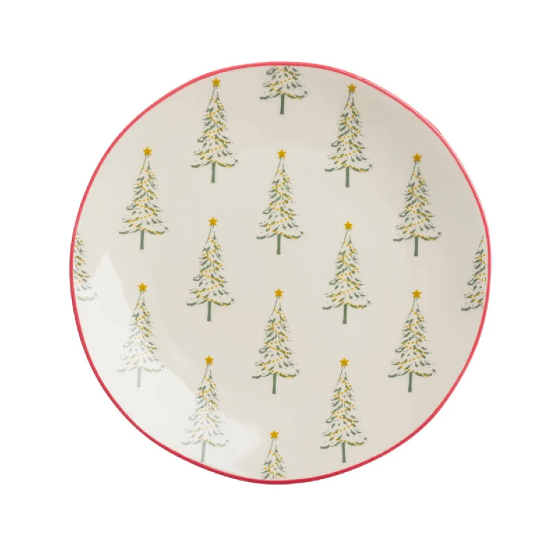 Christmas Jolly Spirit Christmas Trees Stoneware Small Side Plate