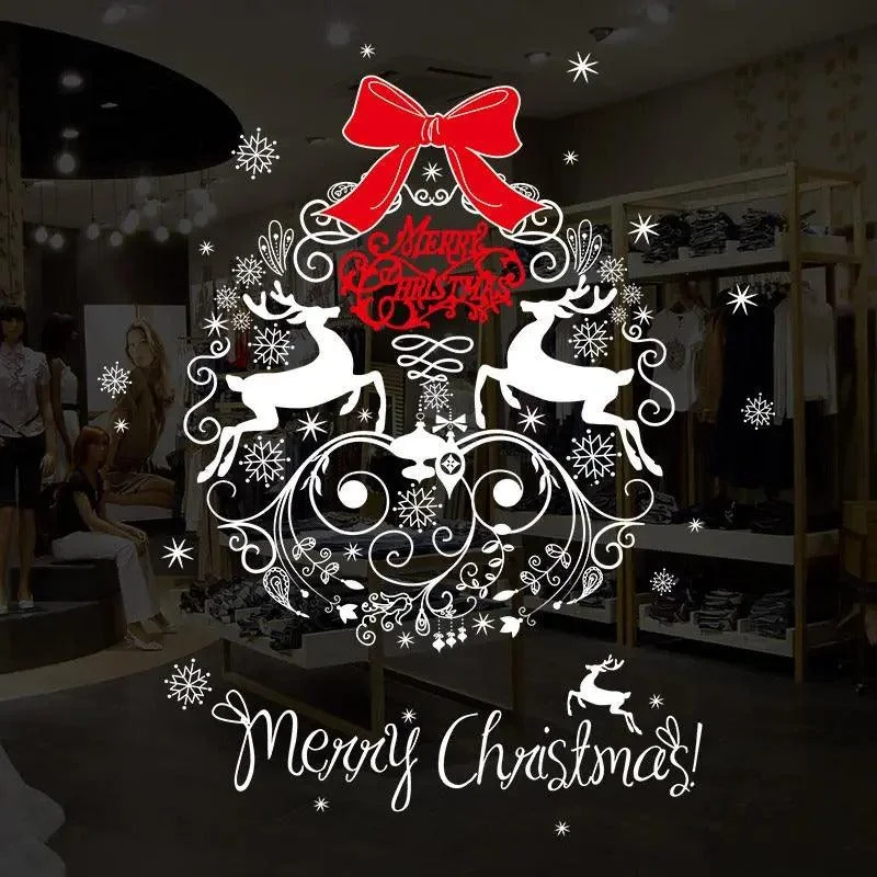Christmas Wooden Decor Christmas Window Sticker Home Decoration