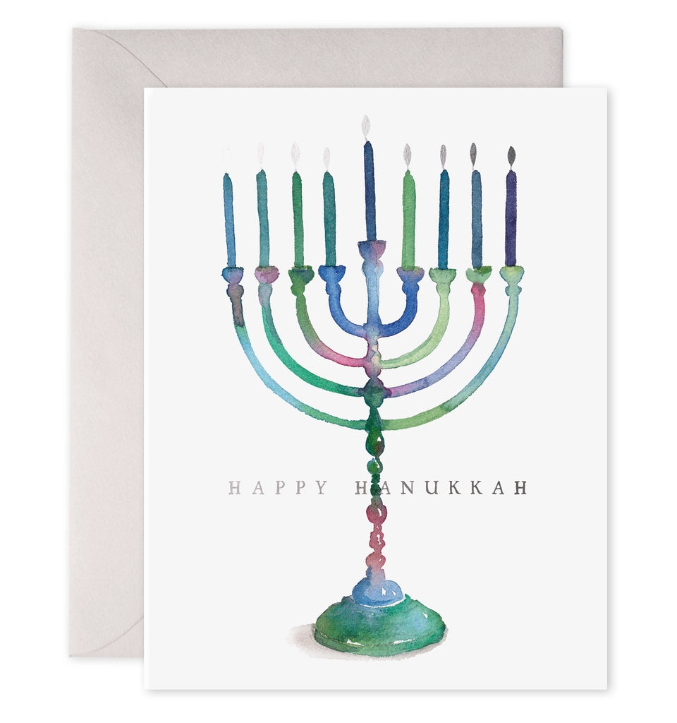 Christmas Santa Workshop Colorful Menorah - Boxed Set