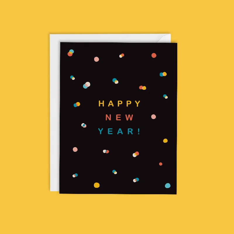 Christmas Holiday Greetings CONFETTI-MODERN HAPPY NEW YEAR CARD