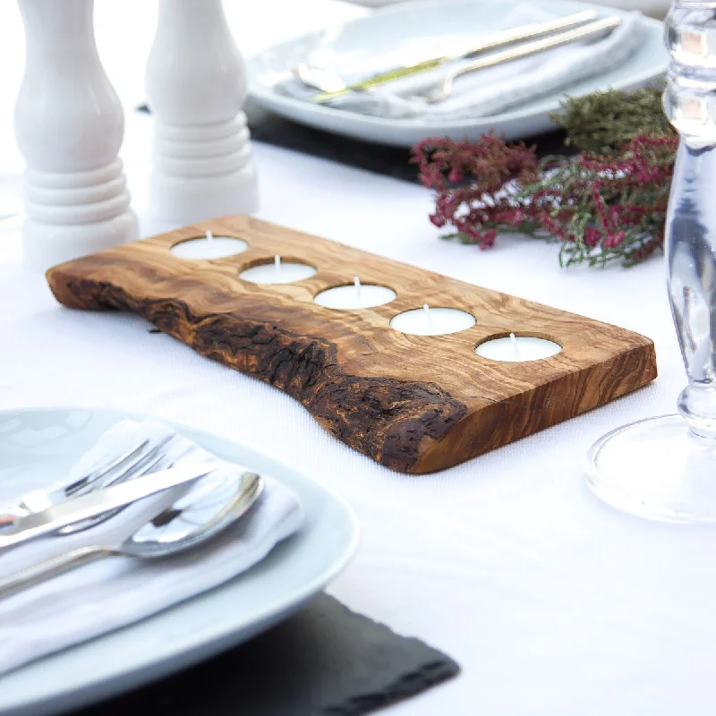 Christmas Festive Atmosphere Rustic Olive Wood Tealight Holder