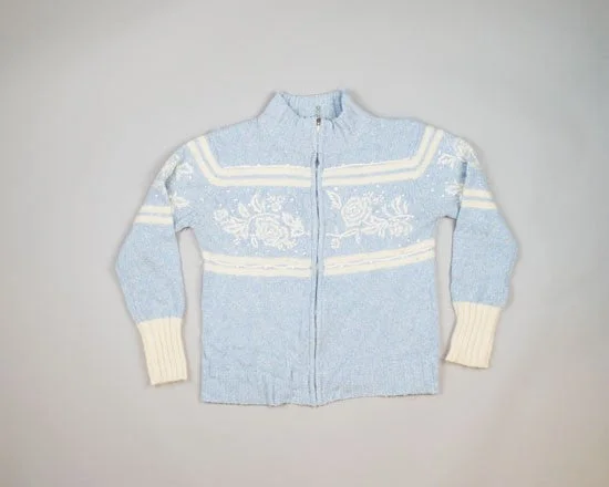 Cool Blue Roses-Small Christmas Sweater