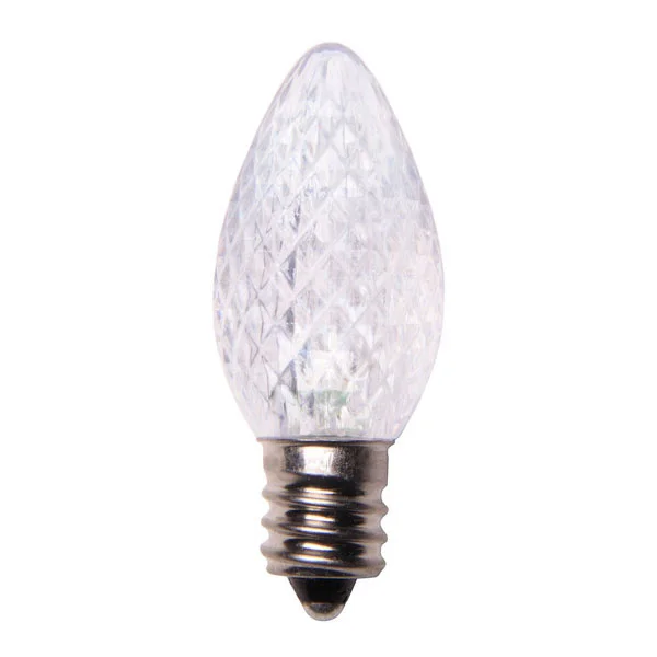 Christmas Red And White Cool White C7 Crystal Cut LED Light Bulbs - 25/BX