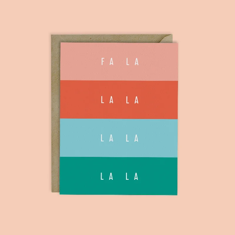 Christmas Snow Covered Roof FA LA LA COLOR BLOCK MODERN CHRISTMAS CARD