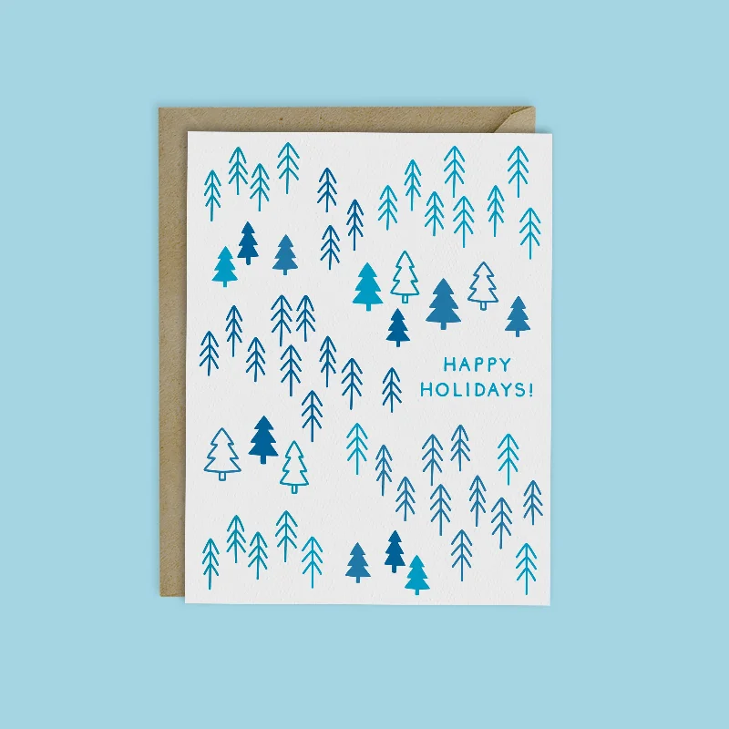 Christmas Reindeer Sleigh HAPPY HOLIDAYS WOODLAND FOREST Card