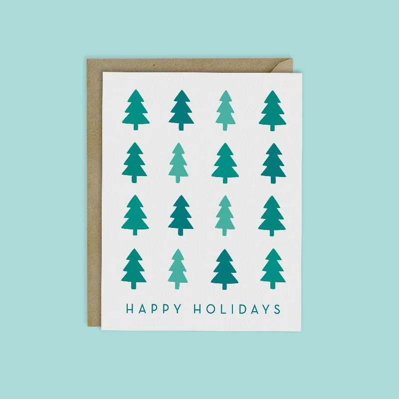 Christmas Snowy Windows HAPPY HOLIDAYS CHRISTMAS TREES FOREST Card