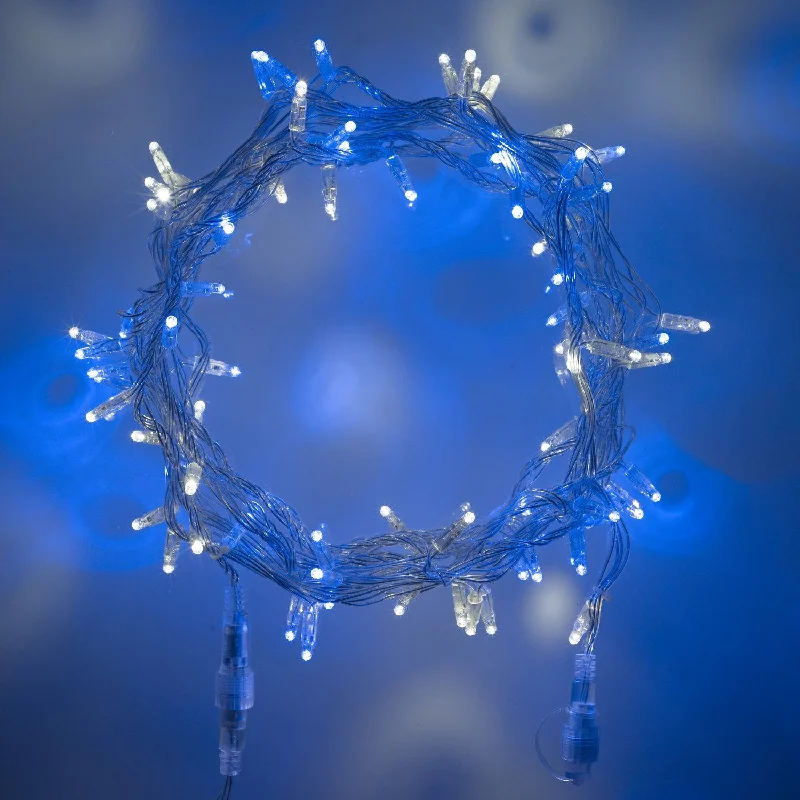 Christmas Festive Lights Core Connect 70m 700 Blue & White Connectable Fairy Lights Clear Cable