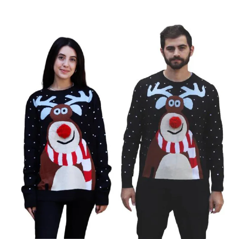 Christmas Winter Wonderland Decor Couple - Nosy Reindeer Christmas Sweater