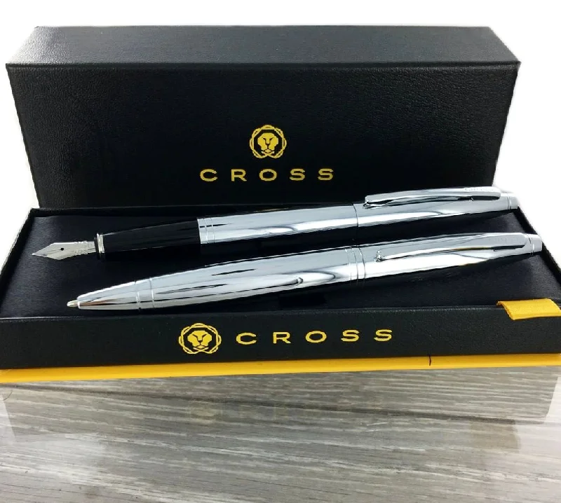 Christmas Midnight Feast Personalised Cross AT0112-1 & AT0116-1ms Calais Chrome Pen Set1