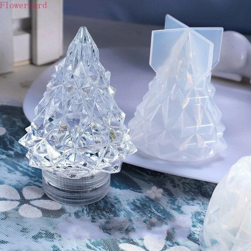 Christmas Wooden Decor Crystal Epoxy Resin Mold Christmas Mold Tree Light Ornament