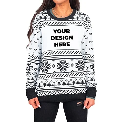 Christmas Hot Cocoa Custom Sublimation Ugly Christmas Sweater Black/White