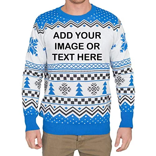 Christmas Storytelling Night Custom Sublimation Ugly Christmas Sweater Blue/Black