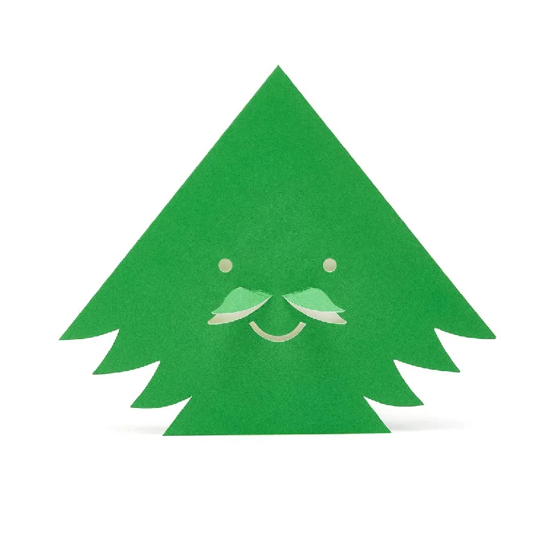 Mustache Tree Die-Cut Holiday Greeting Card