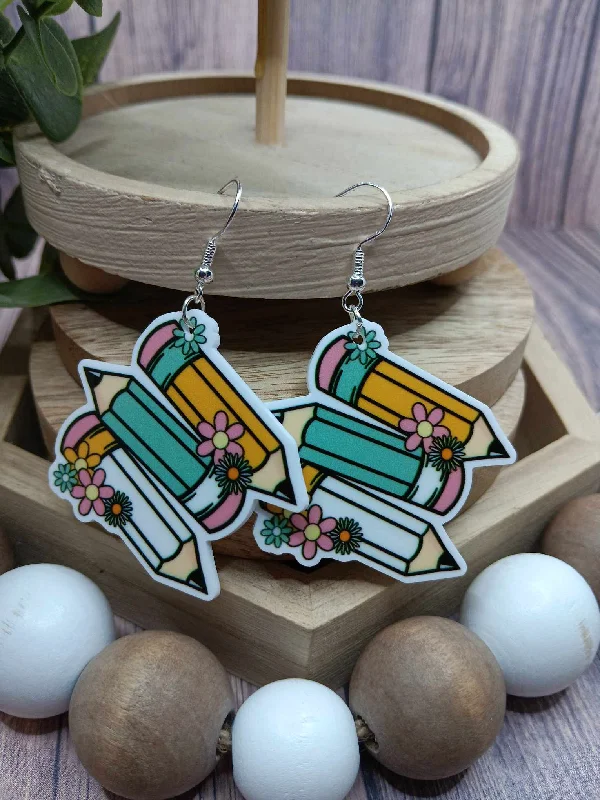 Christmas Fireplace Ambience CUTE Pencil Earrings