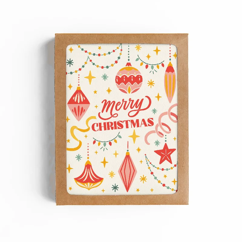 Christmas Santa Surprise Merry Christmas Retro Ornaments Card-Boxed Set of 6