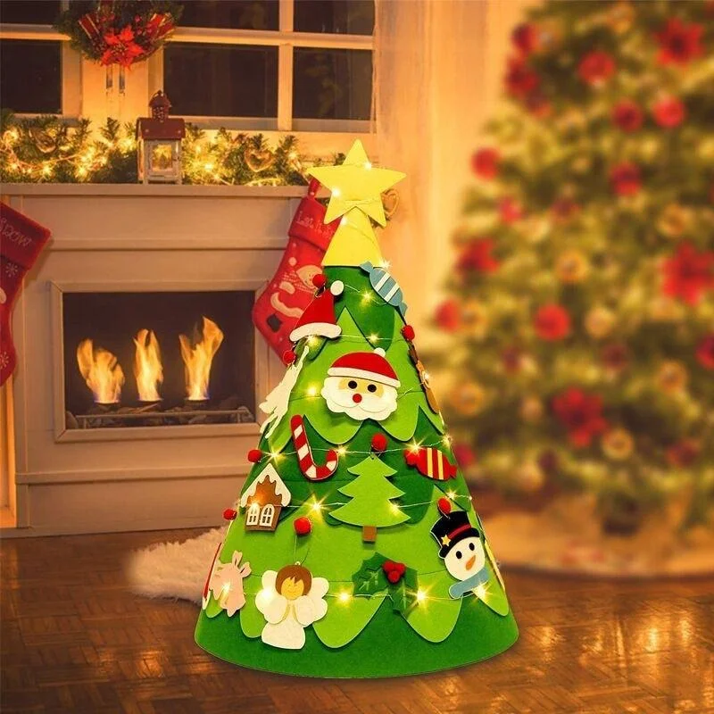 Christmas White Snow DIY Felt Christmas Tree With String Light