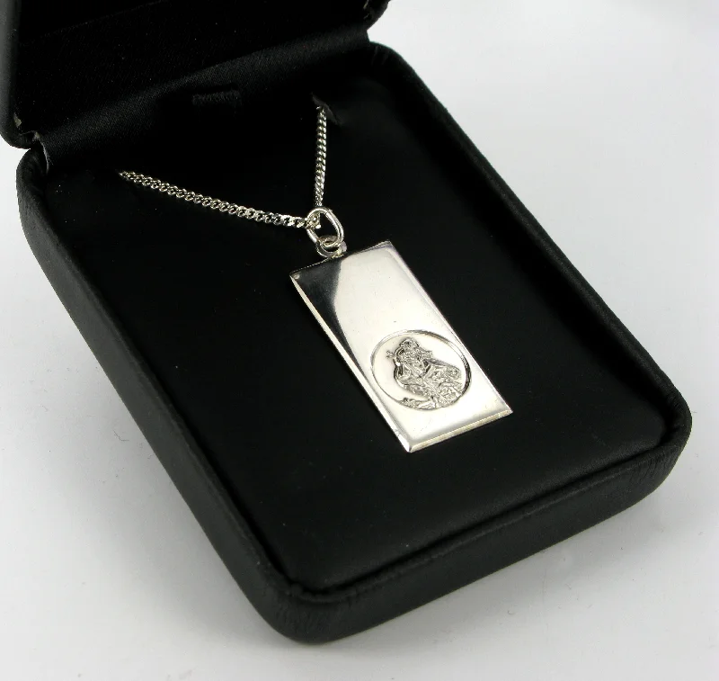 Dog Tag Saint Christopher with 20" Curb Chain & Presentation Box