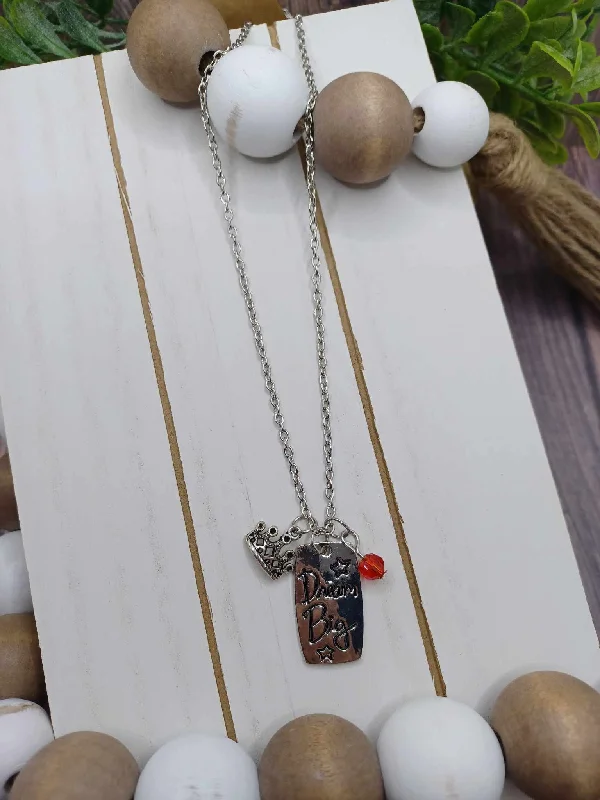 Christmas Winter Festival Dream Big Necklace w/ Crown Charm