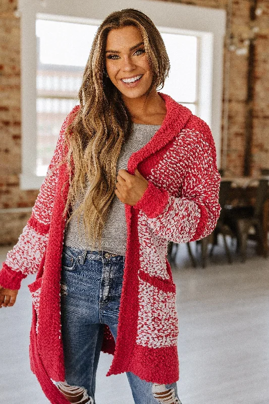 Christmas Cozy Blankets Emilie Contrast Trim Belted Long Cardigan | S-XL