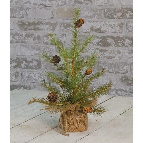 Christmas Snow Covered Roof Feather Pinecone Tree 12" ^