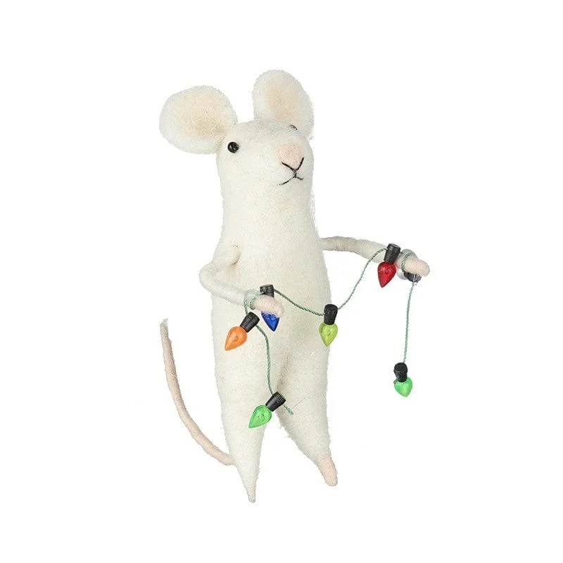 Felt Mouse with Lights Christmas Tree Decoration