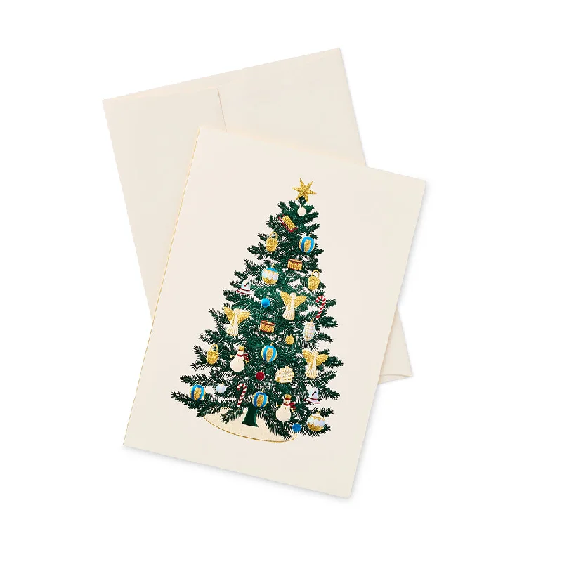 Festive Christmas Tree Note Cards, Set of 8