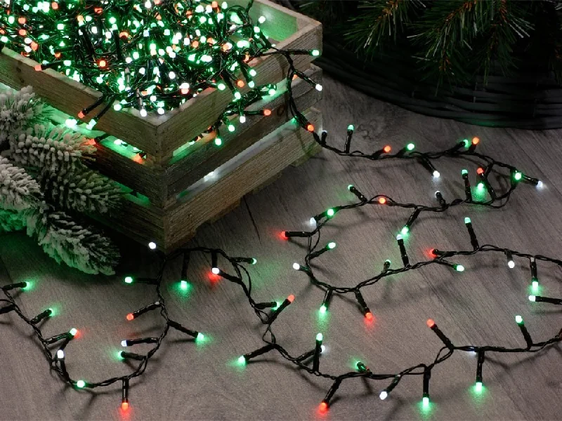 Christmas Glittery Decor Glow-worm lights - Jolly holly (Green & Red)