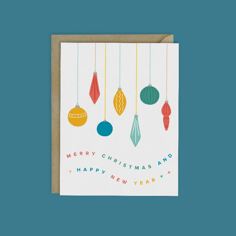 Christmas Home Decorations COLORFUL FESTIVE ORNAMENTS-MERRY CHRISTMAS AND HAPPY NEW YEAR CARD