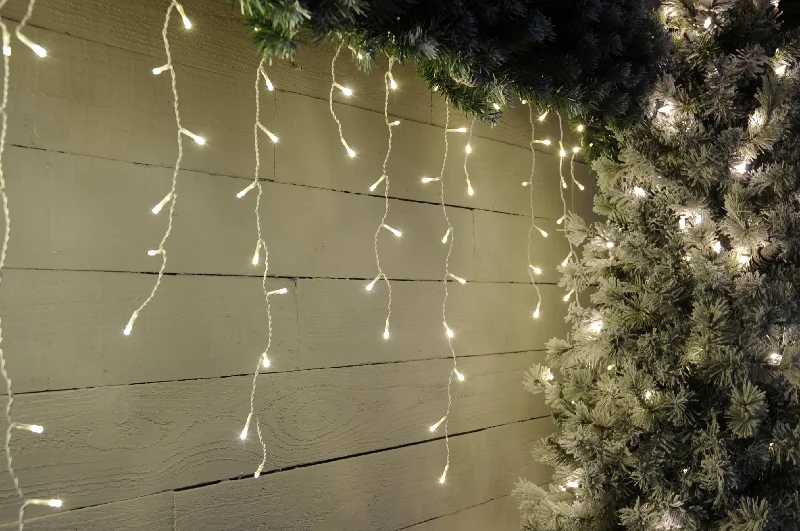 Christmas Classic Holiday Songs Snowing Icicle Lights - Warm White