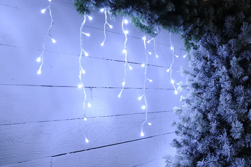 Christmas Tree Snowflakes Snowing Icicle Lights - White