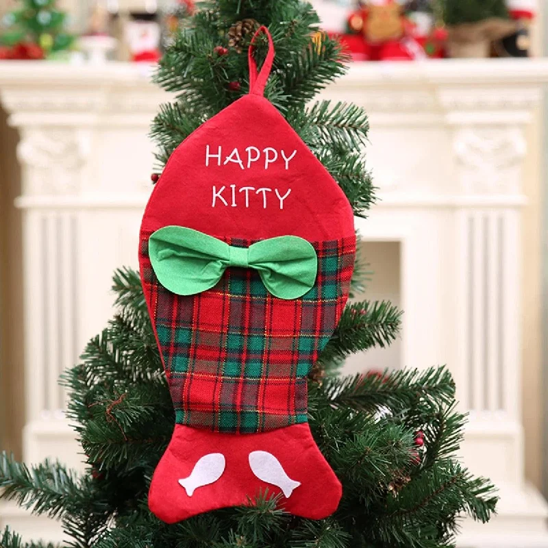 Christmas Gift Boxes Fish Decor Gift Bag Stocking Tree Hanging