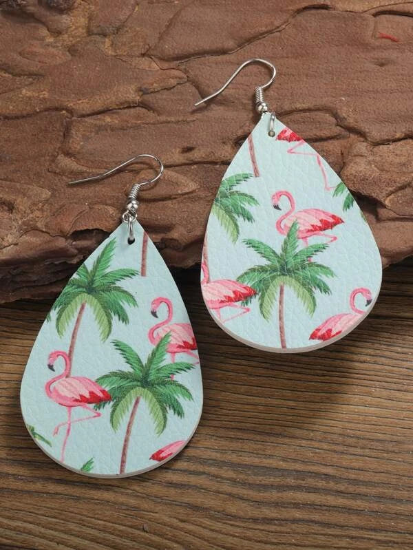Flamingo & Palm Tree Earrings