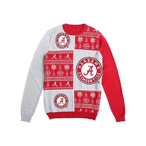 FOCO Alabama Crimson Tide NCAA Mens Busy Block Snowfall Sweater - L