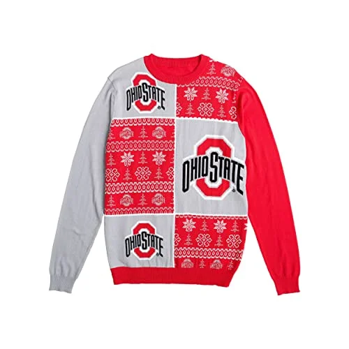 FOCO Ohio State Buckeyes NCAA Mens Busy Block Snowfall Sweater - L