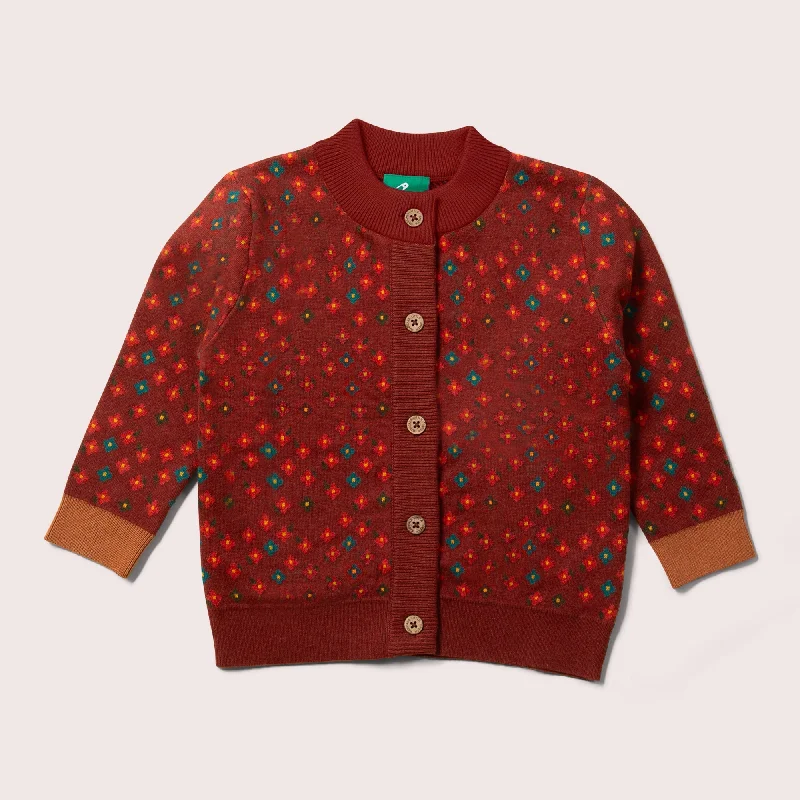 Christmas Fireplace Cozy From One To Another Hazelnut Flowers Knitted Cardigan