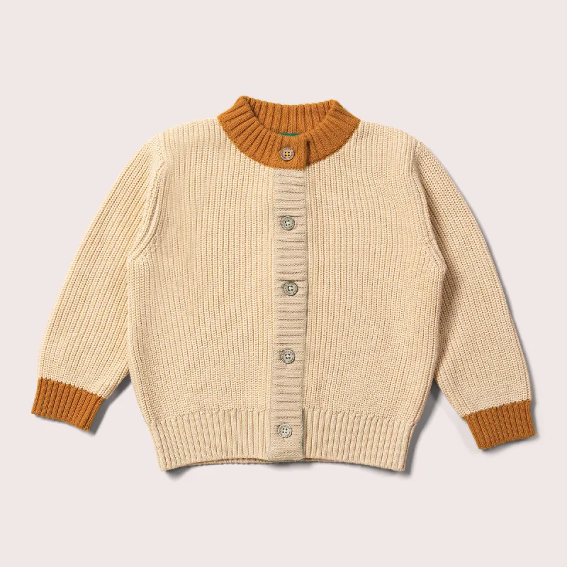 Christmas Santa Arrival From One To Another Oatmeal And Gold Snuggly Knitted Cardigan