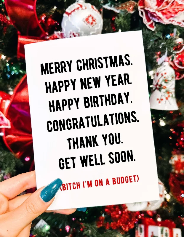 Christmas Family Gathering Funny Budget Christmas Greeting Card