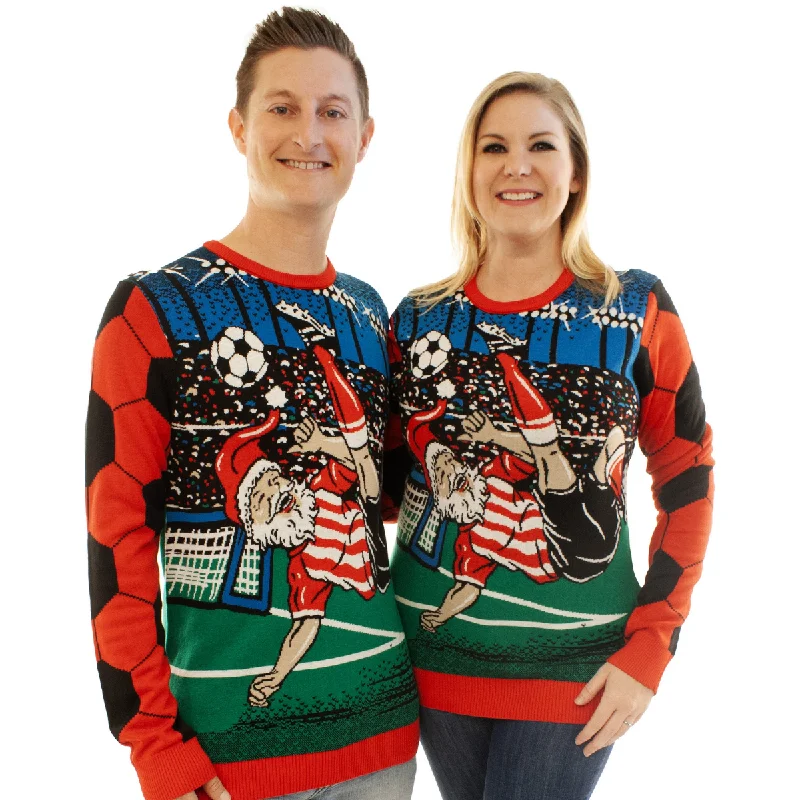 Christmas Special Dinner Futbol Soccer Santa | Ugly Christmas Sweater For Men & Women | Unisex Sizing