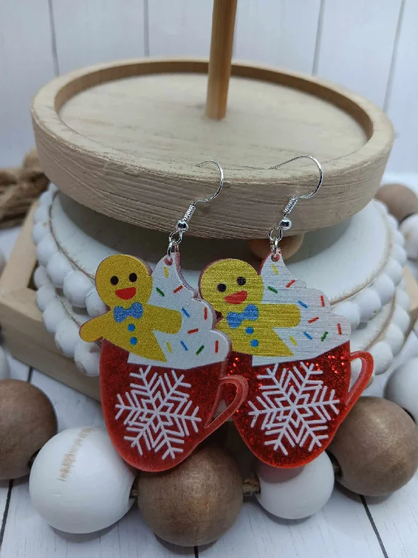 Christmas Cozy Blankets Gingerbread Coffee in a Mug Earrings