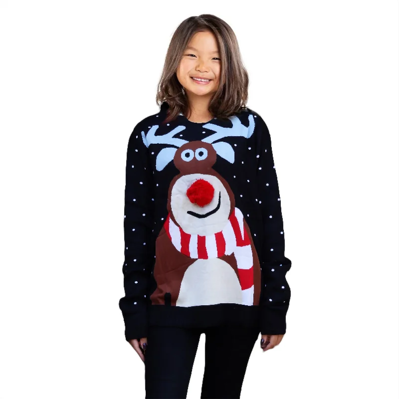 Christmas Holiday Table Girl Nosy Reindeer Christmas Sweater