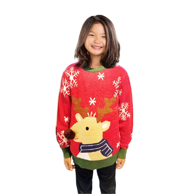 Christmas Outdoor Lights Girl Reindeer Sweater With a Pompom