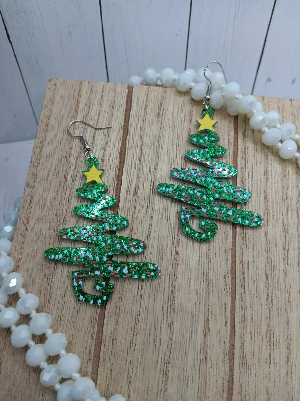 Christmas Storytelling Night Glitter Christmas Tree Earrings