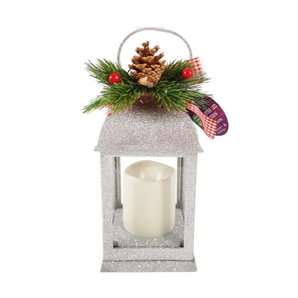 Glitter Led Lantern Warm White B/o